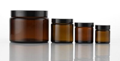 Amber Glass Jars with Black Caps 120ml
