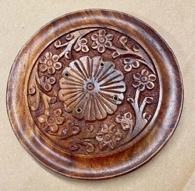 Hand-carved Incense Stick Holder - Flat Dark Wood