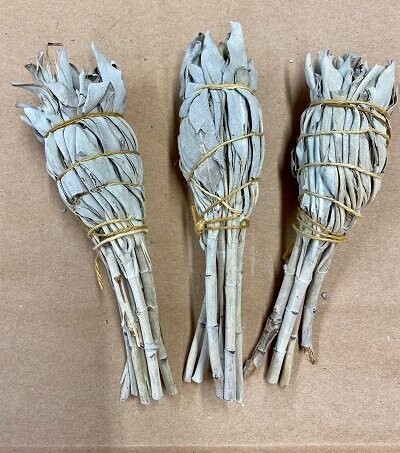 White Sage Wand 4" with stem ea