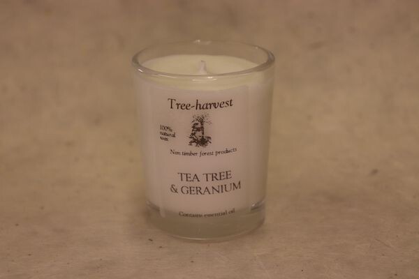 Pure Plant Wax Votive Candle -Tea Tree & Geranium