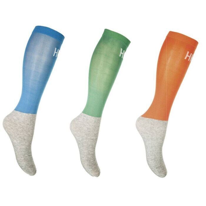 CHAUSSETTES -Microcotton Couleur- HKM, COULEUR: Bleu/Vert/Orange, TAILLE: 38-40