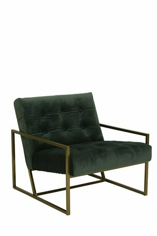 Stoel Velours Olijfgroen & Goud
