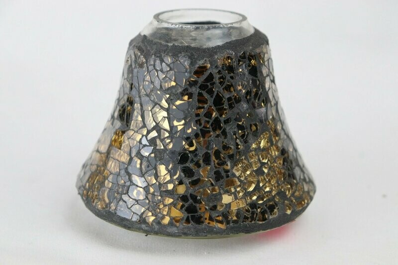 Mosaik Schirm Gold/Anthrazit für Kerzengläser Mosaik Schirm Gold/Anthrazit für Kerzengläser