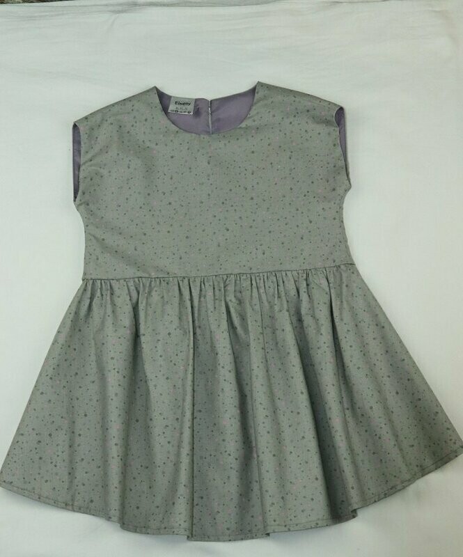 Eiweny Kleid mit Tellerrock grau mit bunten Punkten Eiweny Kleid mit Tellerrock grau mit bunten Punkten