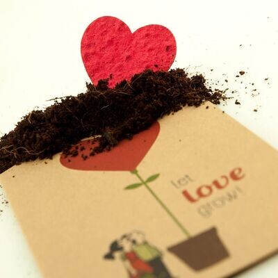 Samen Postkarte: Herz Let love grow