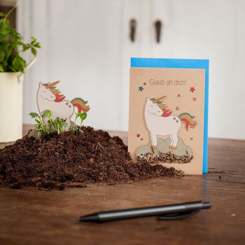 Samen Postkarte: Einhorn Glaub an dich Samen Postkarte: Einhorn Glaub an dich