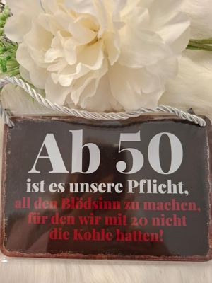 Blechschild mit Kordel