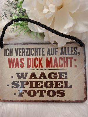 Blechschild mit Kordel