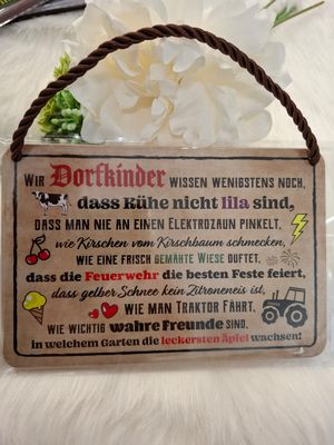 Blechschild mit Kordel