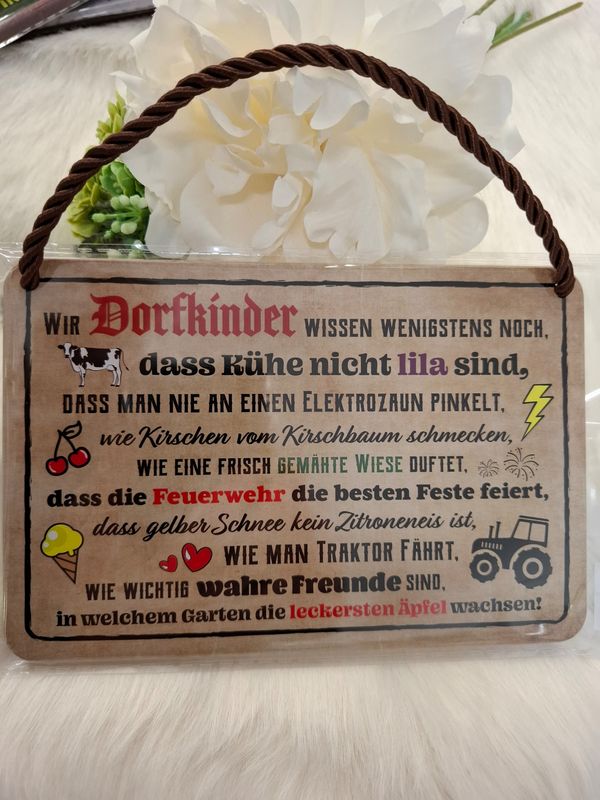 Blechschild mit Kordel