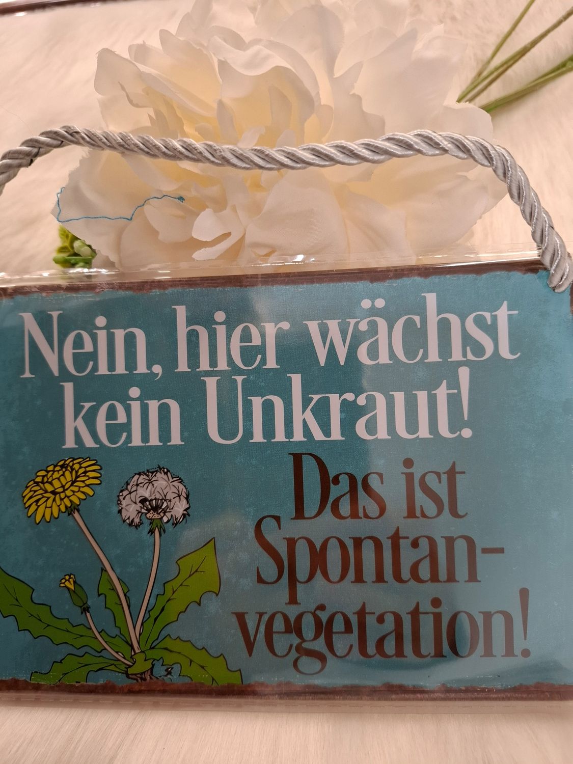 Blechschild mit Kordel
