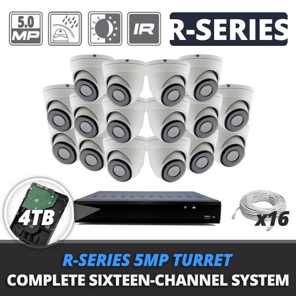 Complete Sixteen-Channel 5MP Turret IP Video Surveillance System