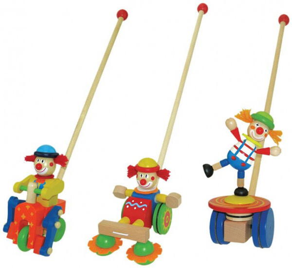 Wooden Clown Push Toy-Assorted