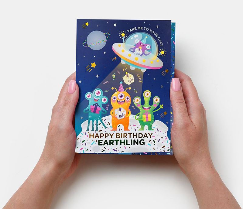Alien Birthday  Insta Cake Card kit