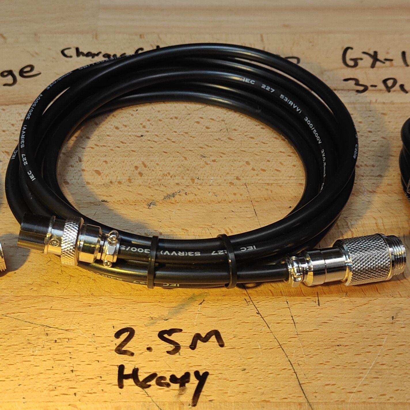 TurboCharge eScooter Charger Cable Extension Cable (GX16 3-Pin - 1m/2.5/5m 20AWG), Length: 2.5M Heavy