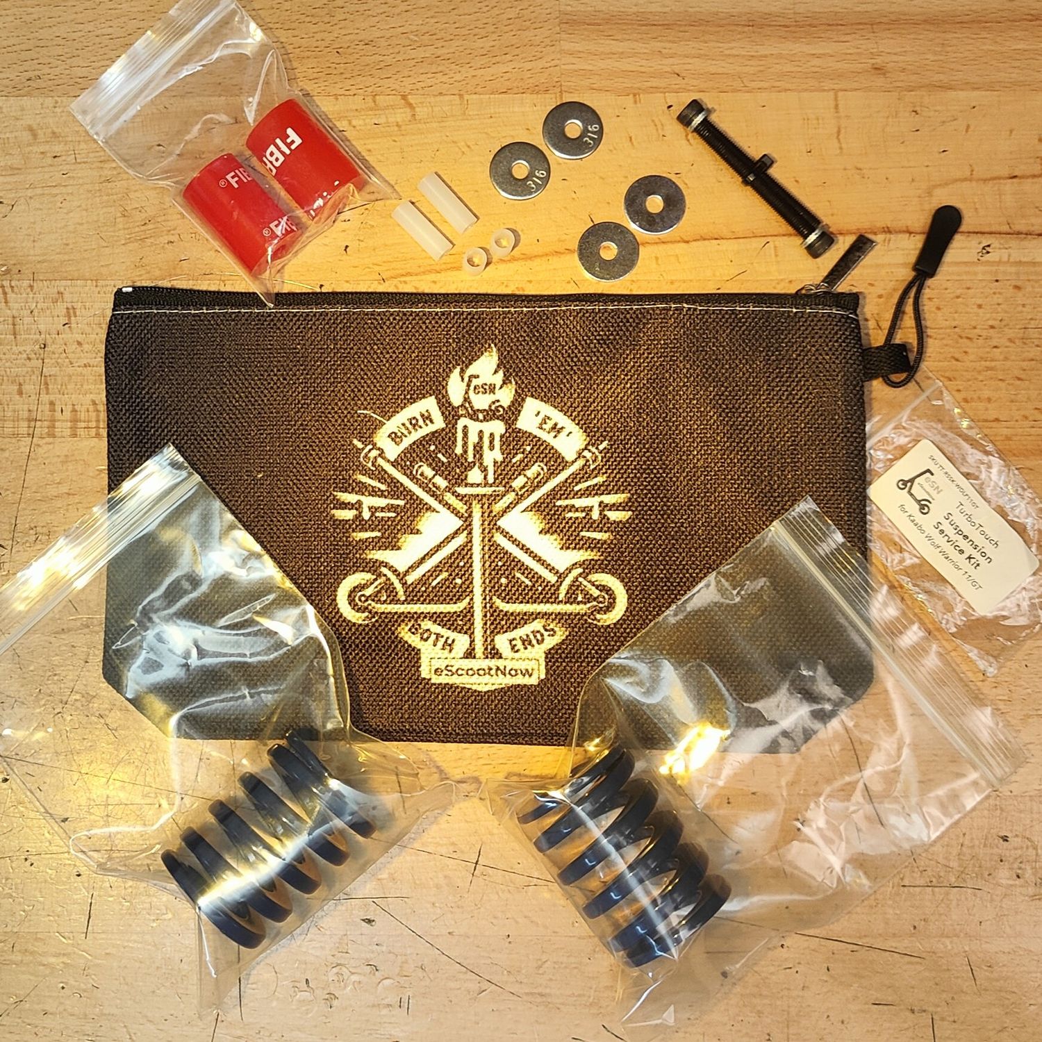 TurboTouch Rear Suspension Service Kit for Kaabo Wolf Warrior 11/GT: 40mm Springs, 20mm Bush [Kaabo | FIBRO]