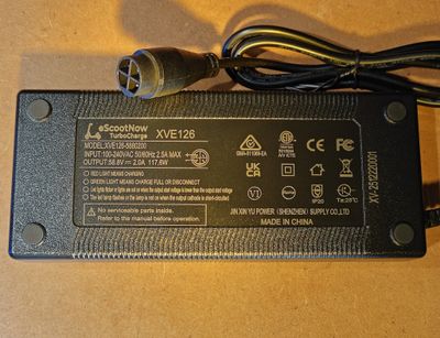 TurboCharge Charger 58.8V for 52V YJ20-4M 2A (Dragon Cyclone 10" inc Pro &amp; Scorpion) [XVE126]