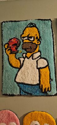 Homer Simpson Tufted Rug / With Felt backing Statement wall hanger