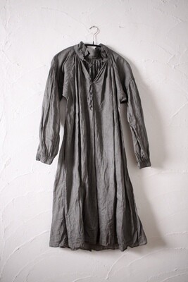 コットンオーガンジー ドローストリング ロングブラウス Cotton organdie drawstring long length blouse HSL-05SS 「墨/Charcoal」