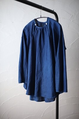 インドシナのリネンブラウス Linen blouse 青藍/Indigo