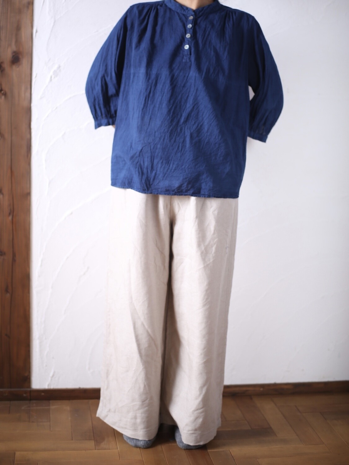 リネン ワイドパンツ Wide-leg linen pants 生成り/Neutral