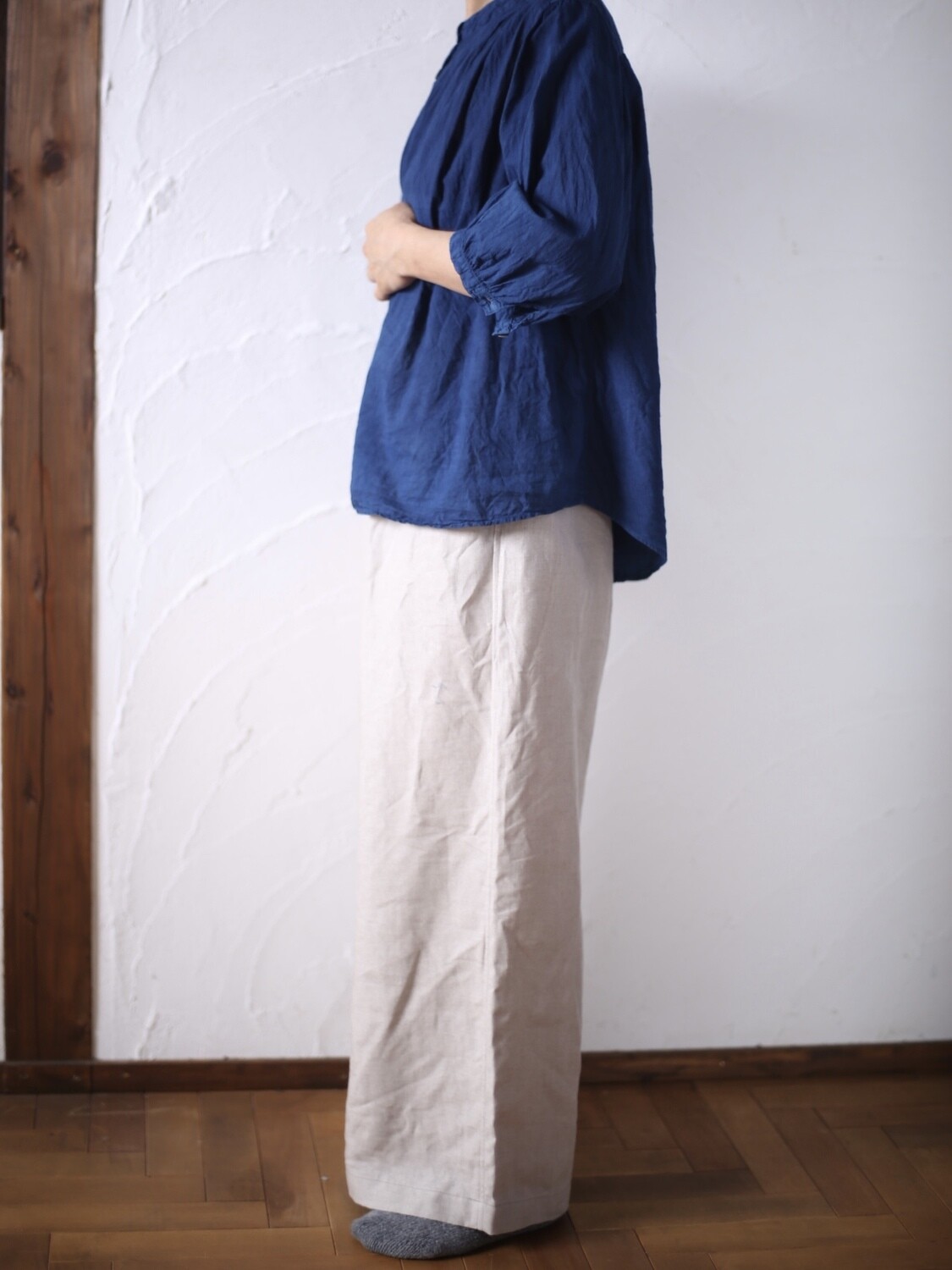 リネン ワイドパンツ Wide-leg linen pants 生成り/Neutral