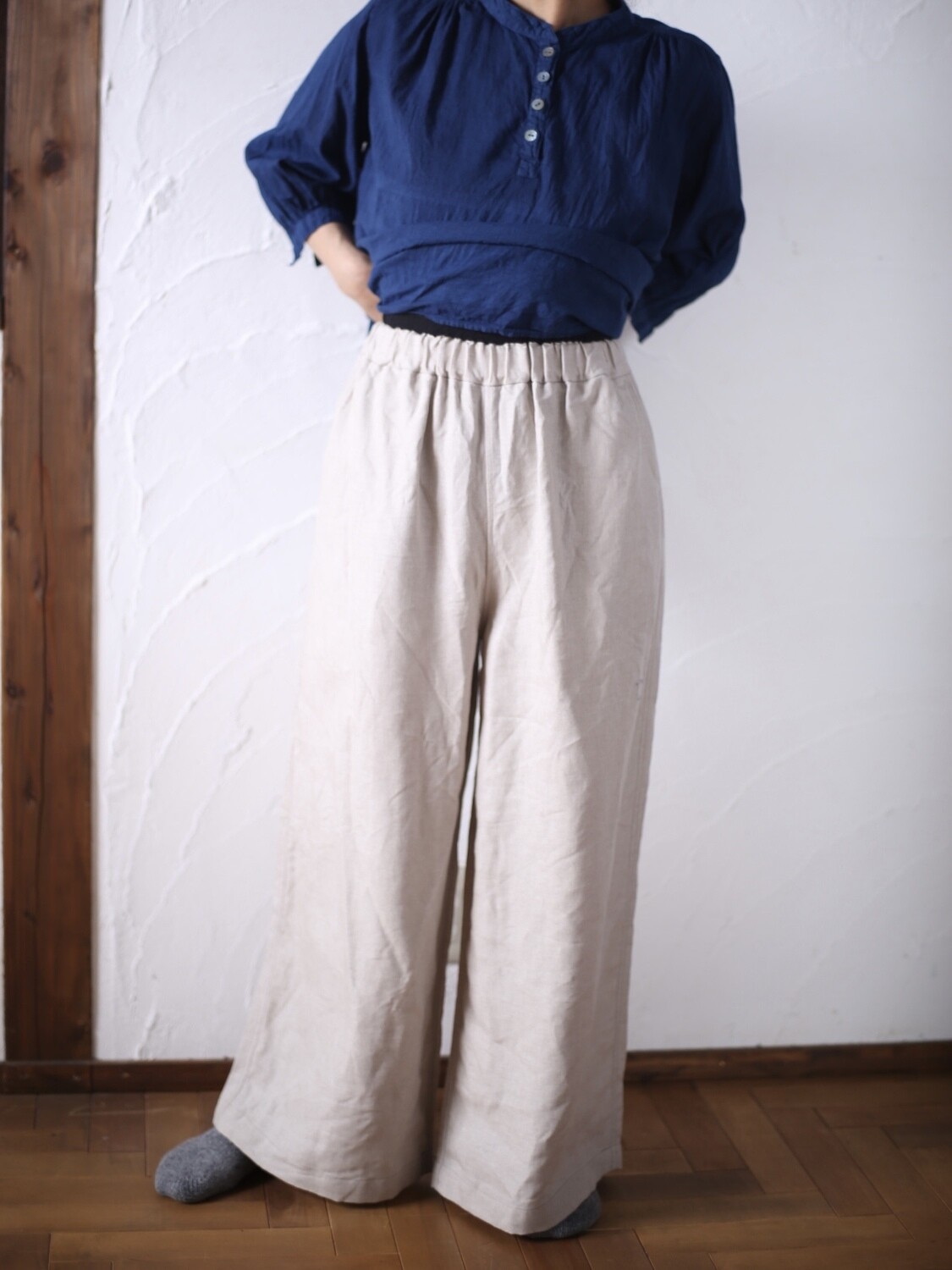 リネン ワイドパンツ Wide-leg linen pants 生成り/Neutral
