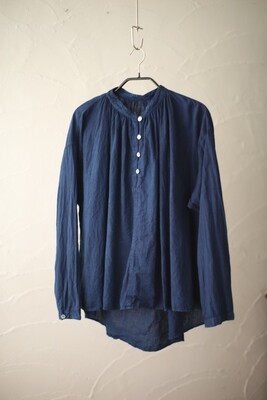 カディ カウント100 ギャザーブラウス khadi cotton pullover blouse 「藍/Indigo」