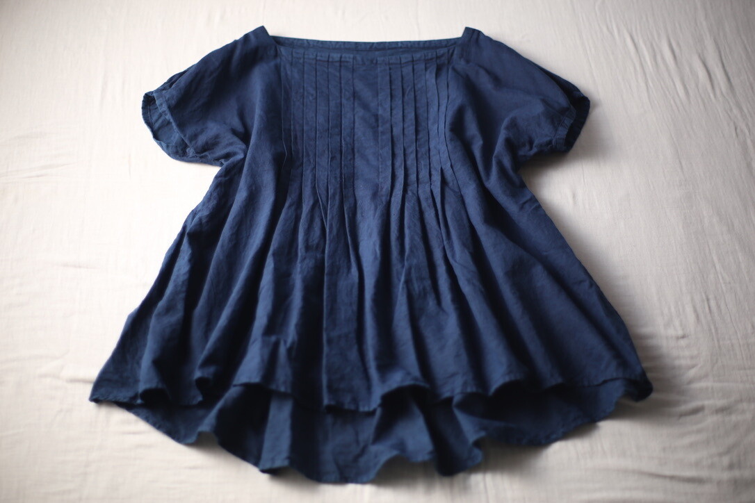 Khadi cotton tucked blouse「紺/Navy」