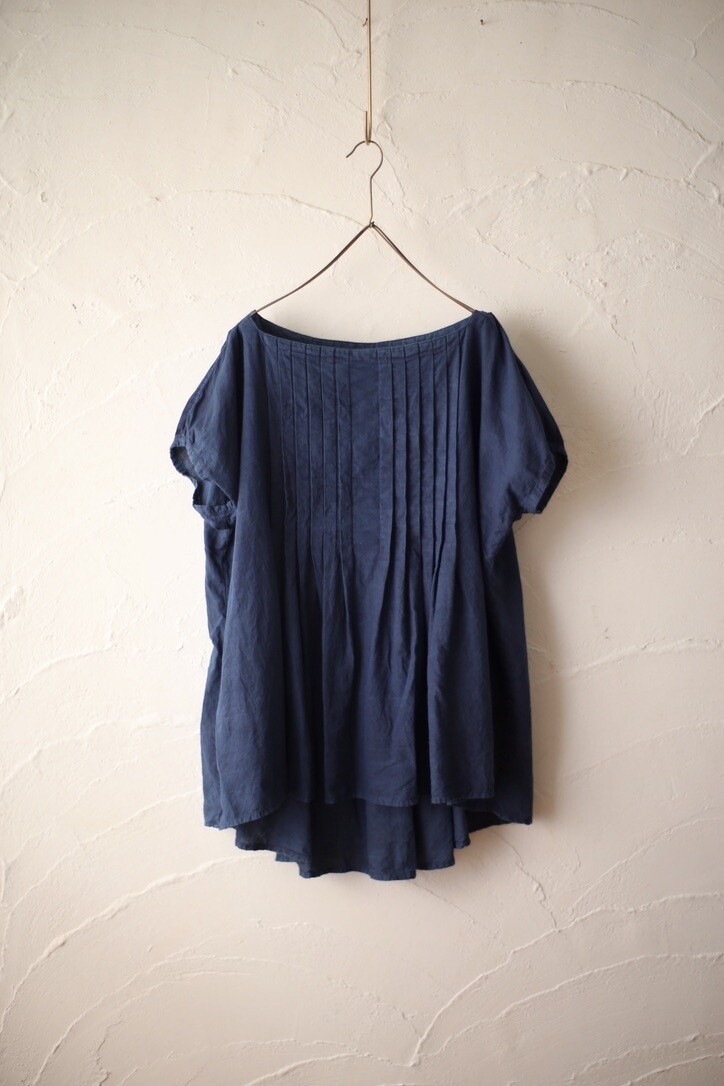 Khadi cotton tucked blouse「紺/Navy」