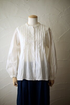 カディコットン カウント100 ピンタックブラウス/Khadi cotton pin-tucked blouse「ミルク/Milk」