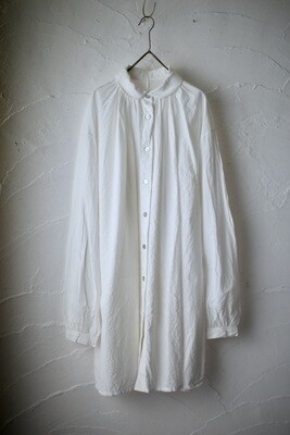 カディコットン双糸 丸襟のロングブラウス/Khadi cotton long blouse「オフ/Neutral」
