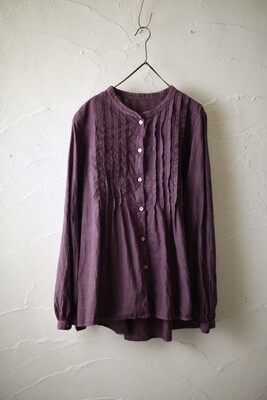 カディコットン カウント100 ピンタックブラウス/Khadi cotton pin-tucked blouse「カシス /Cassis」