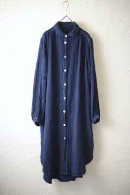 コットン ダブルガーゼブラウス Cotton double gauze blouse 「藍/indigo」