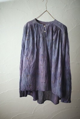 コットンリネンローン プルオーバーブラウス 2つボタンCotton-linen blouse 「ライラック/Lilac」