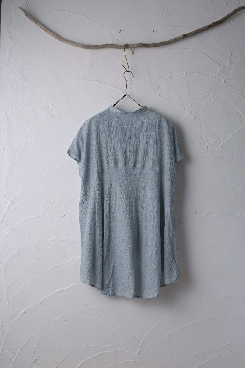 カディコットン シノワズリブラウス/Khadi cotton pullover blouse「先染めストライプ織り/Stripe」