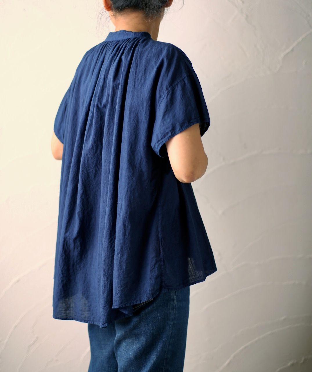 コットンローン バンドカラーブラウス/Cotton lawn blouse「辛子色/Mustard」7/28追加しました！