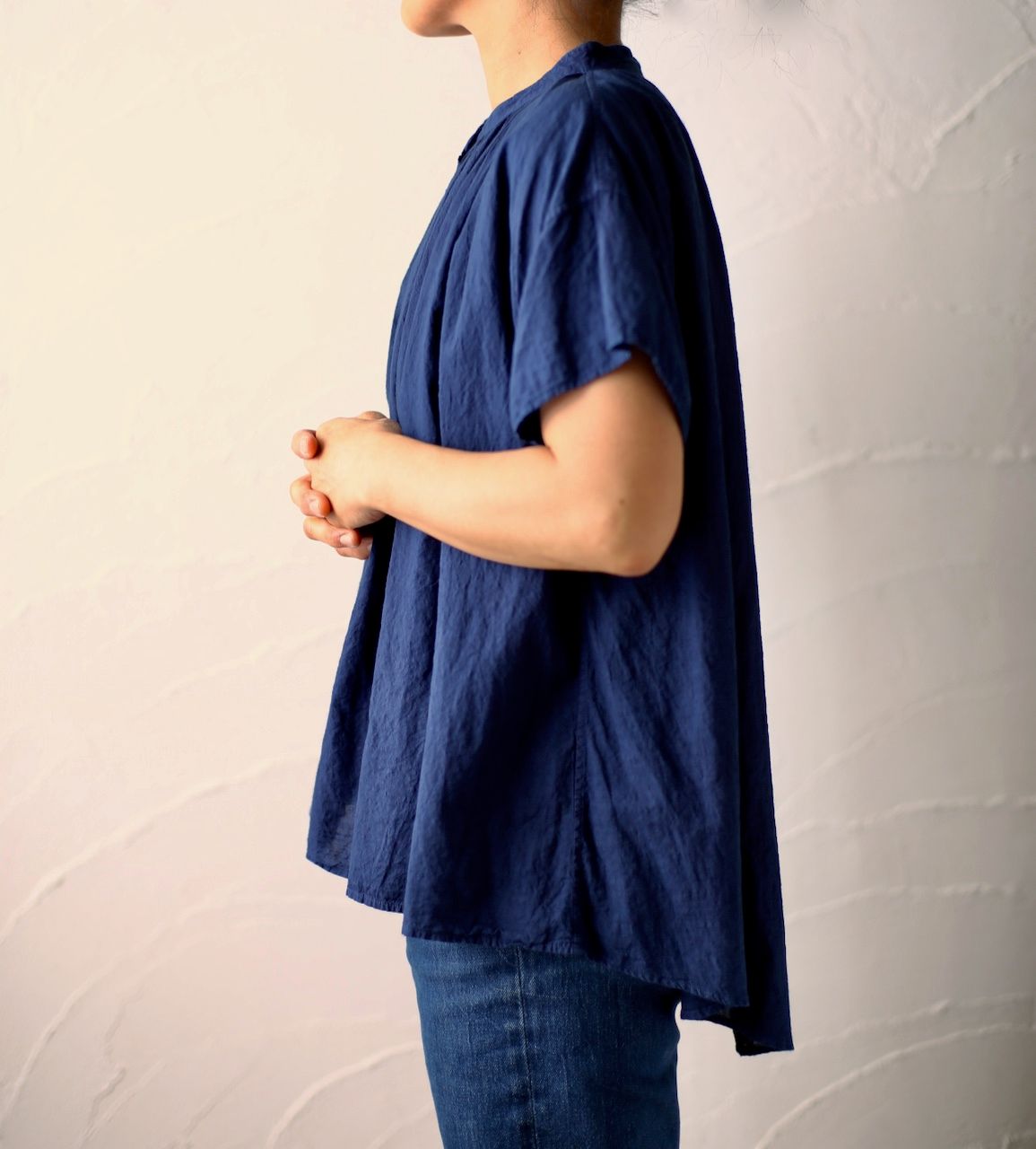 コットンローン バンドカラーブラウス/Cotton lawn blouse「辛子色/Mustard」7/28追加しました！