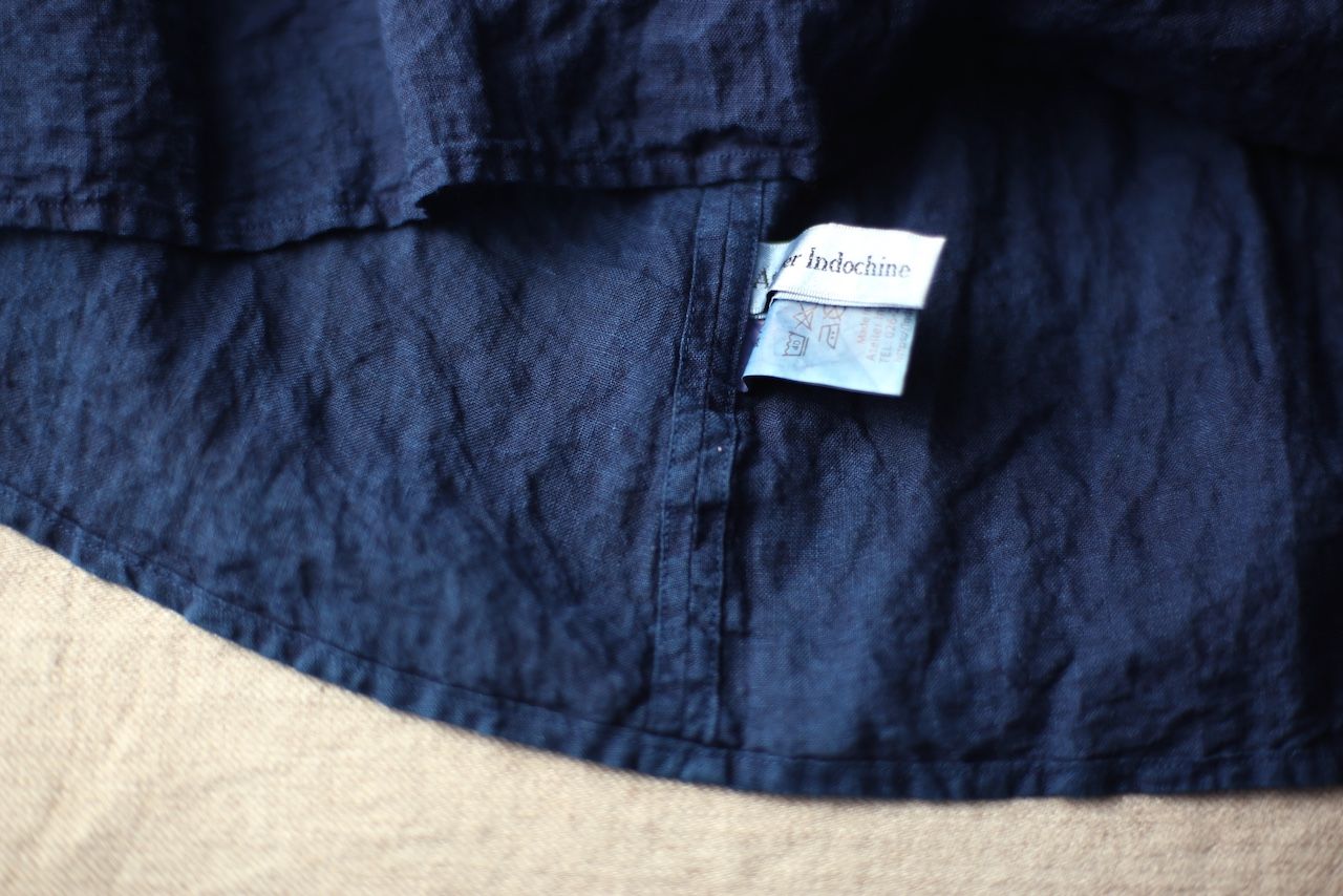 リネン フレンチスリーブブラウス Linen french sleeve blouse 「藍/Indigo」