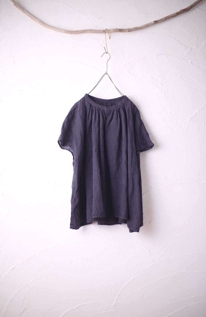 リネン フレンチスリーブブラウス Linen french sleeve blouse 「ぶどう/Grape」