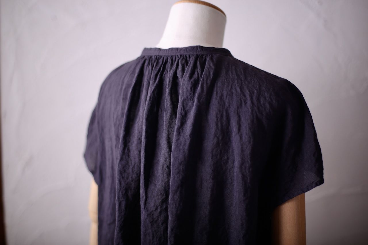 リネン フレンチスリーブブラウス Linen french sleeve blouse 「ぶどう/Grape」