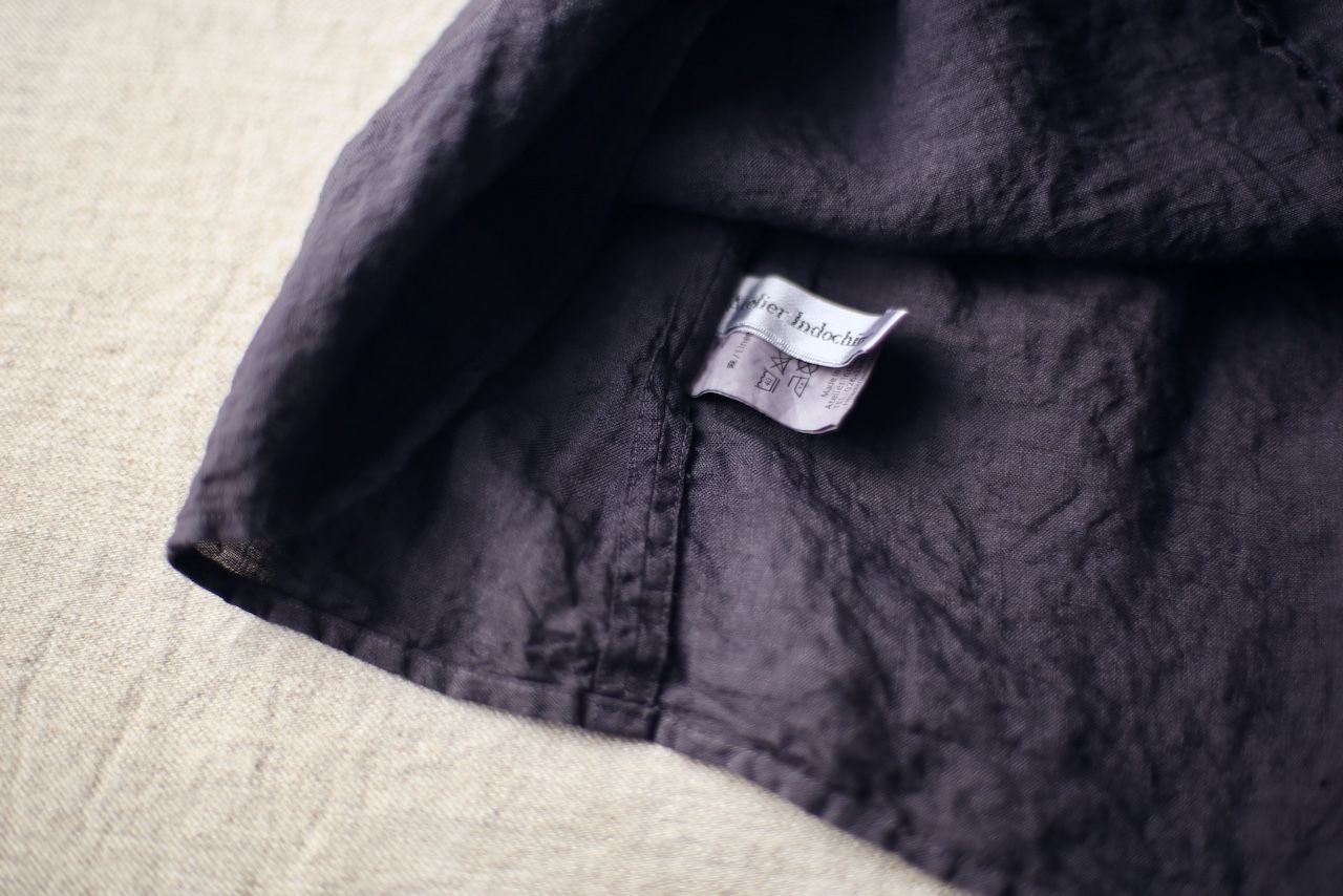 リネン フレンチスリーブブラウス Linen french sleeve blouse 「ぶどう/Grape」