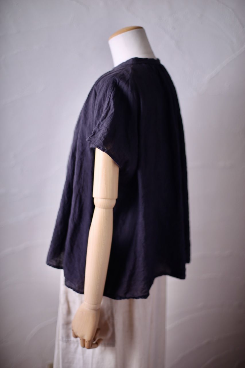 リネン フレンチスリーブブラウス Linen french sleeve blouse 「ぶどう/Grape」