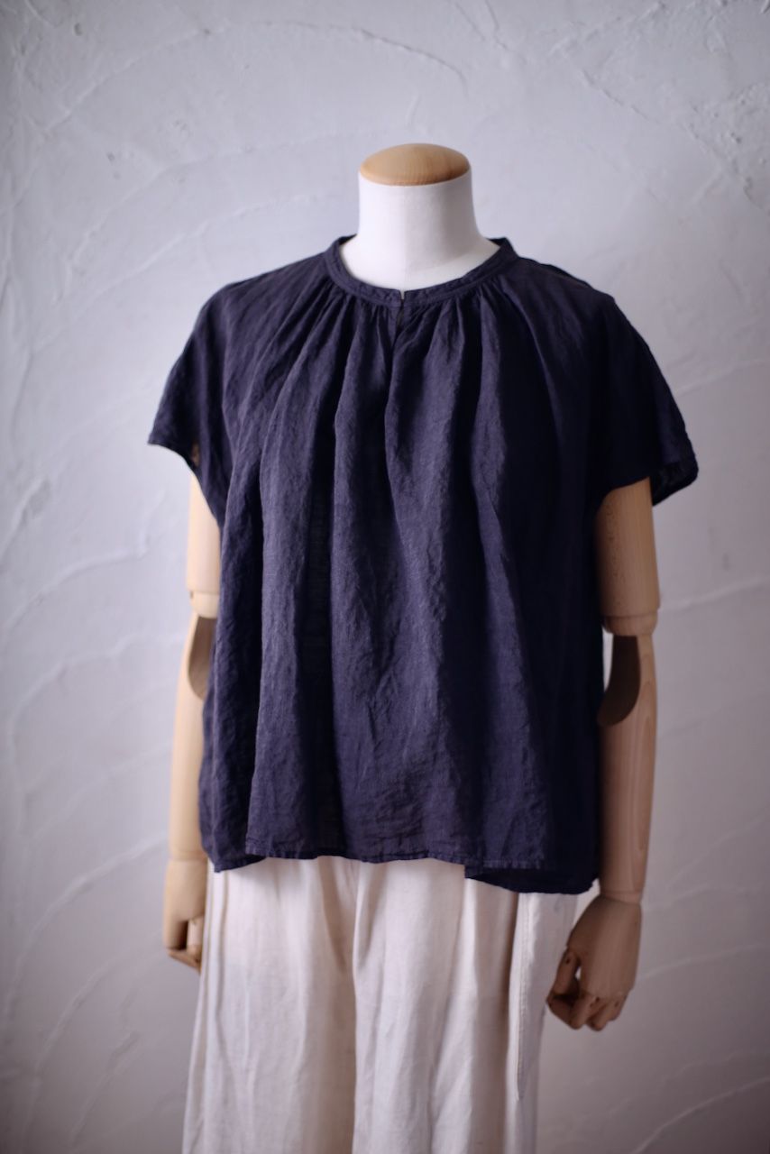 リネン フレンチスリーブブラウス Linen french sleeve blouse 「ぶどう/Grape」