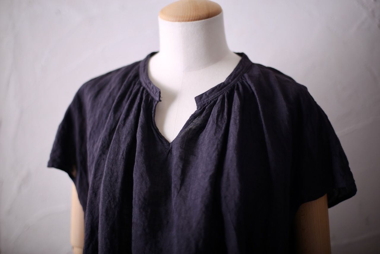 リネン フレンチスリーブブラウス Linen french sleeve blouse 「ぶどう/Grape」