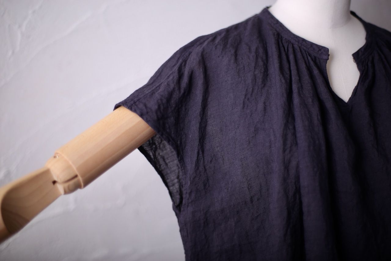 リネン フレンチスリーブブラウス Linen french sleeve blouse 「ぶどう/Grape」