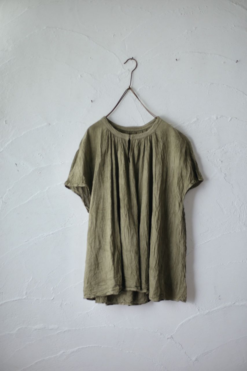 コットンリネン フレンチスリーブブラウス Cotton linen french sleeve blouse 「抹茶/Matcha」