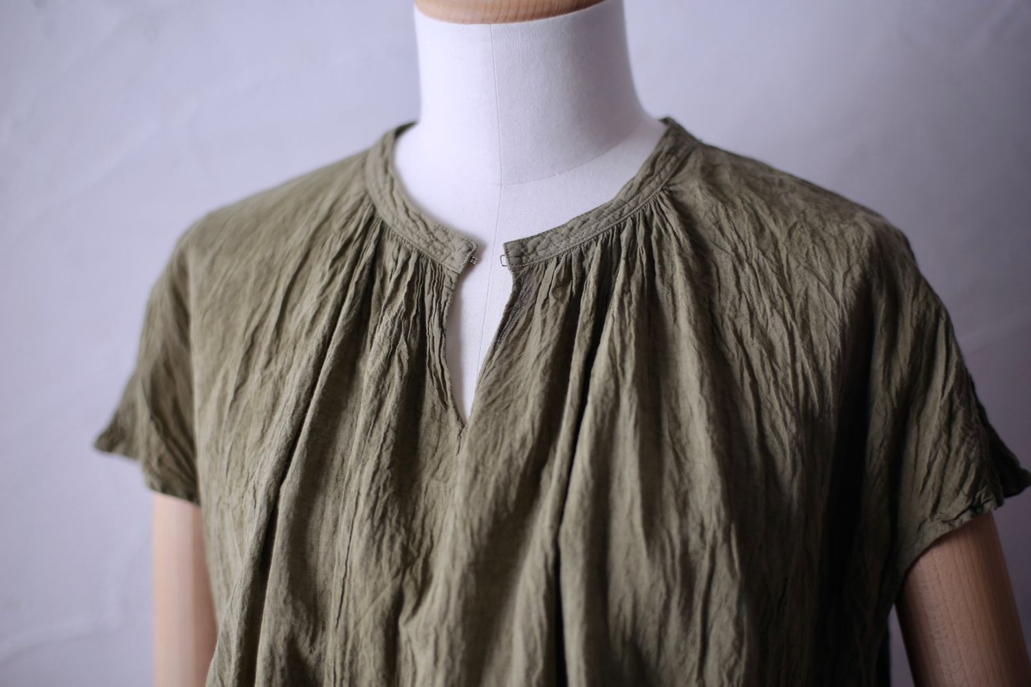 コットンリネン フレンチスリーブブラウス Cotton linen french sleeve blouse 「抹茶/Matcha」