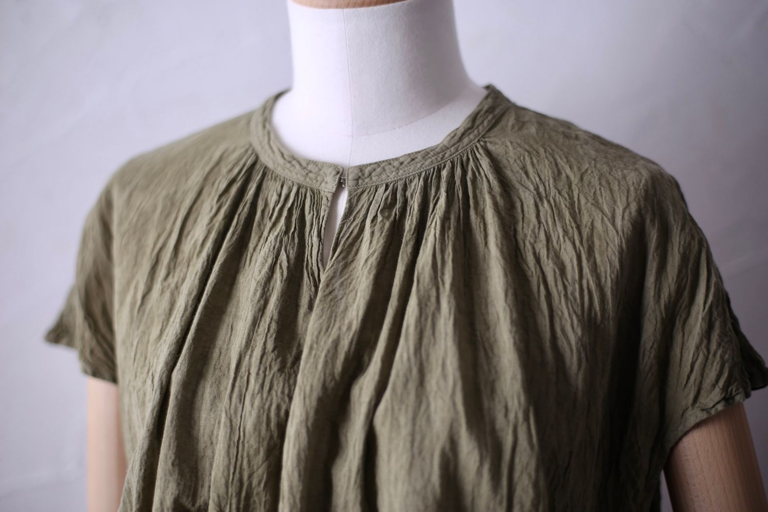 コットンリネン フレンチスリーブブラウス Cotton linen french sleeve blouse 「抹茶/Matcha」