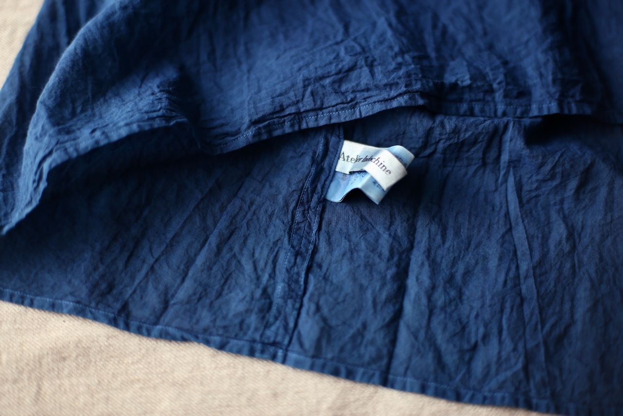 コットンリネン フレンチスリーブブラウス Cotton linen french sleeve blouse 「藍/Indigo」